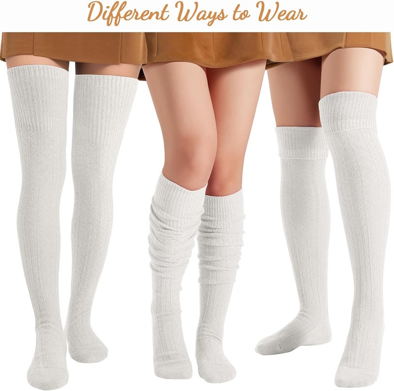 Pleneal Thigh High Socks - 1/2 Pairs Womens Thigh High Over Knee Boot Socks Leg Warmers - Image 2